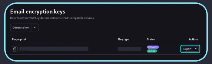 ProtonMail Key Export Dashboard